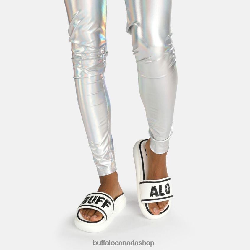 Rey slide vegan White/Black Buffalo ZL64TZ874 |Slides