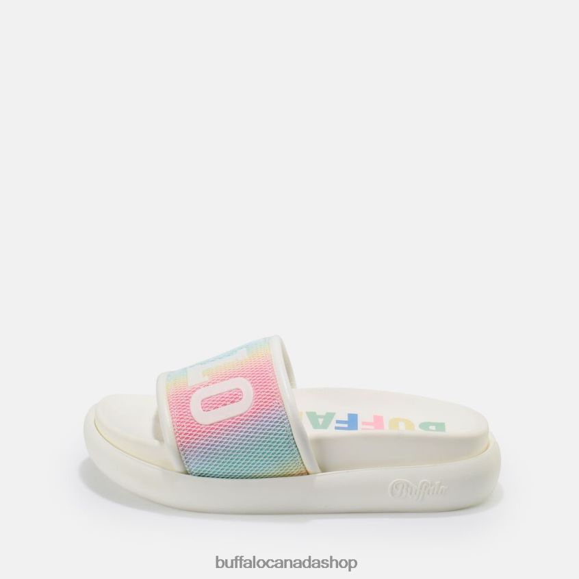 Rey slide vegan White/Multicolor Buffalo ZL64TZ878 |Slides