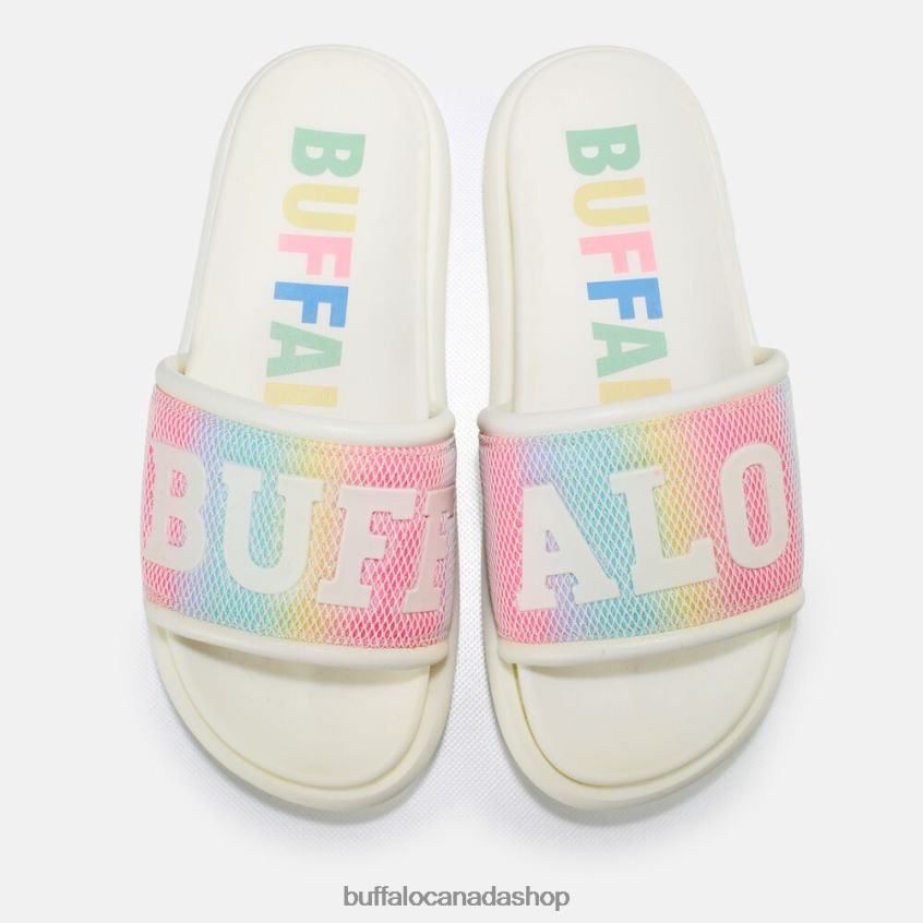Rey slide vegan White/Multicolor Buffalo ZL64TZ878 |Slides
