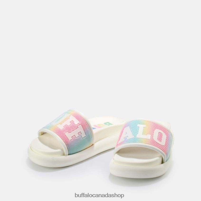 Rey slide vegan White/Multicolor Buffalo ZL64TZ878 |Slides