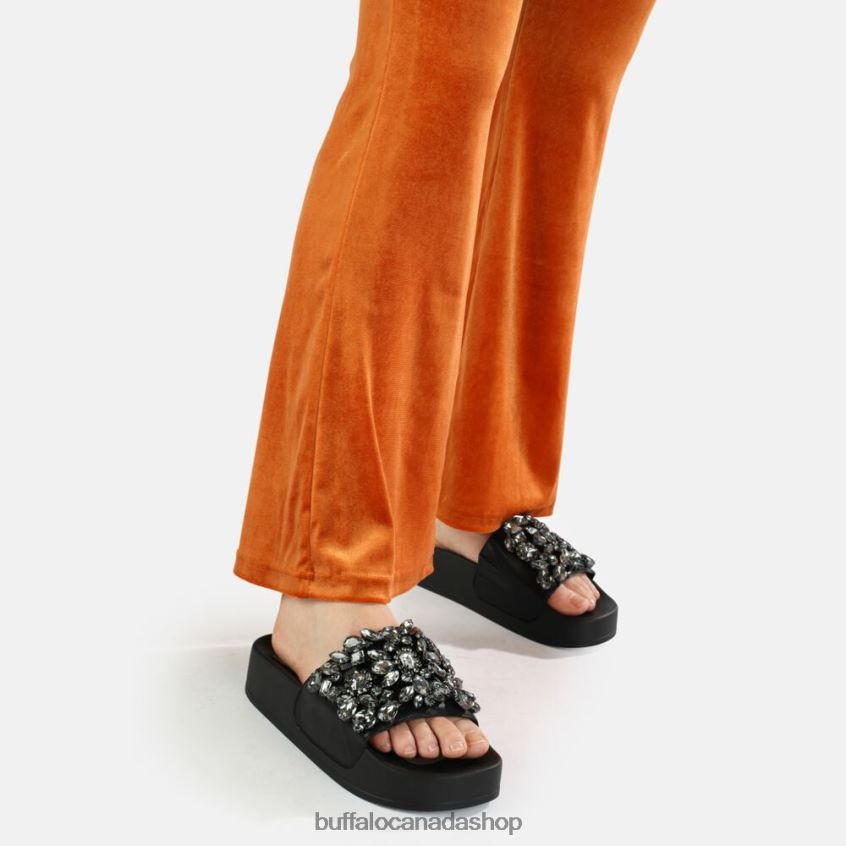 Sky Diamond platform slide vegan Black Buffalo ZL64TZ109 |Slides