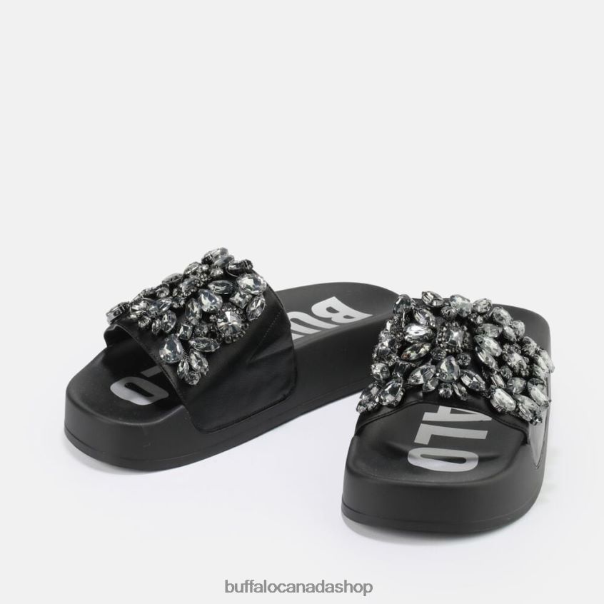 Sky Diamond platform slide vegan Black Buffalo ZL64TZ109 |Slides