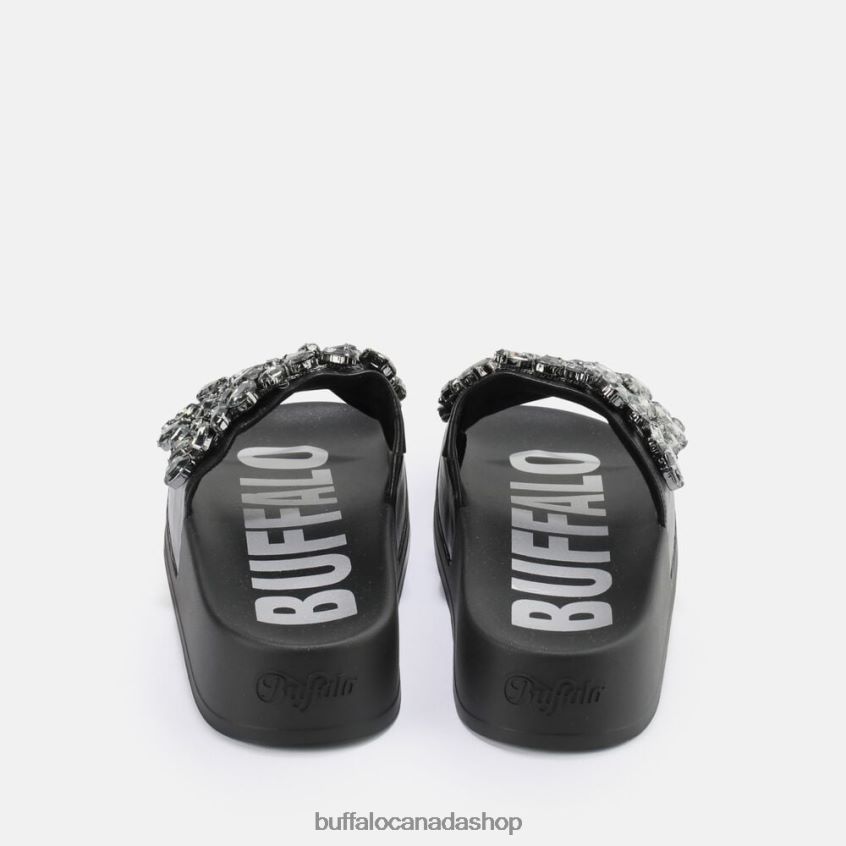 Sky Diamond platform slide vegan Black Buffalo ZL64TZ109 |Slides