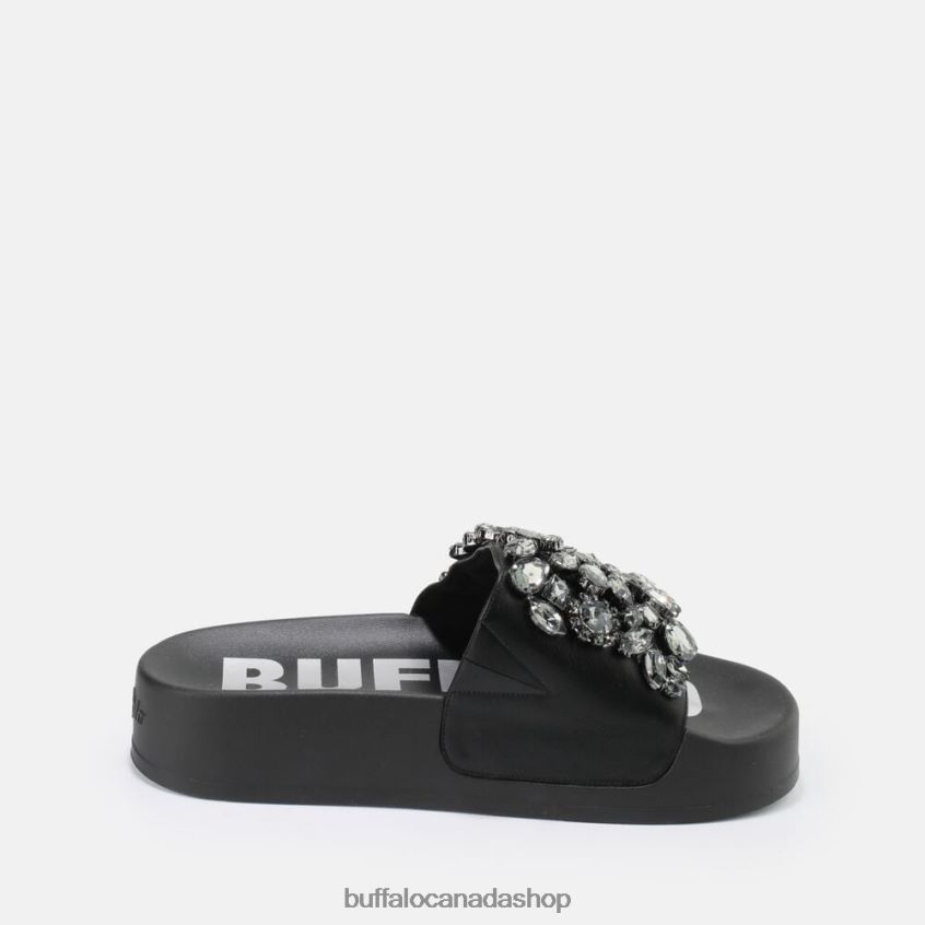 Sky Diamond platform slide vegan Black Buffalo ZL64TZ109 |Slides